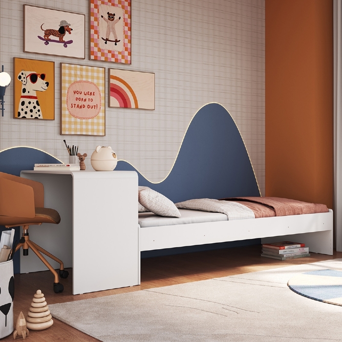 Cama Solteiro Infantil 188x88cm Escrivaninha Infix Branco C06 - Mpozenato