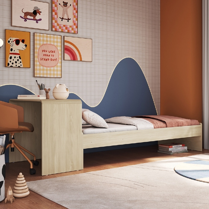 Cama Solteiro Infantil 188x88cm Escrivaninha Infix Carvalho C06 - Mpozenato