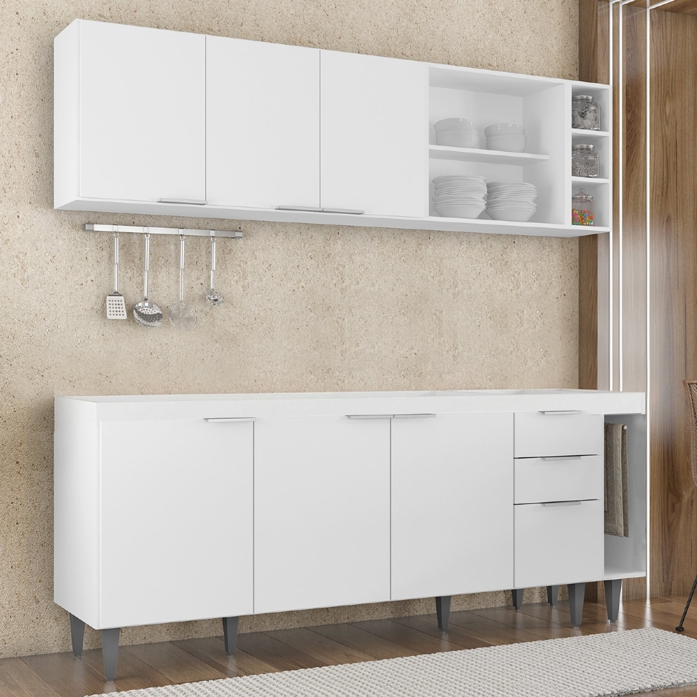 Armário de Cozinha CP11 Para Pia 200cm Pérola Z34 Branco    - Mpozenato