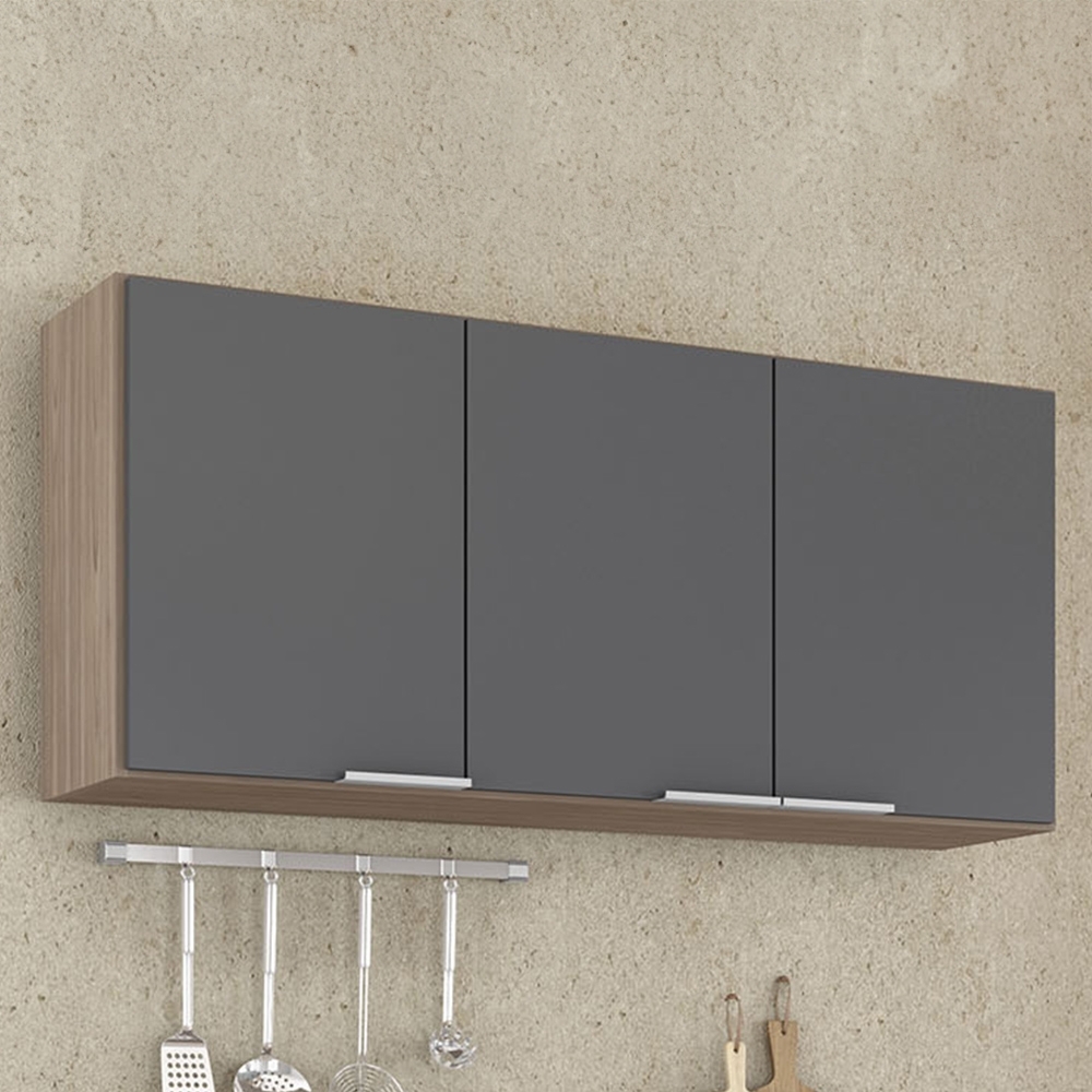 Armário de Cozinha Aéreo 120cm Pérola Z34 Freijó/Grafite    - Mpozenato
