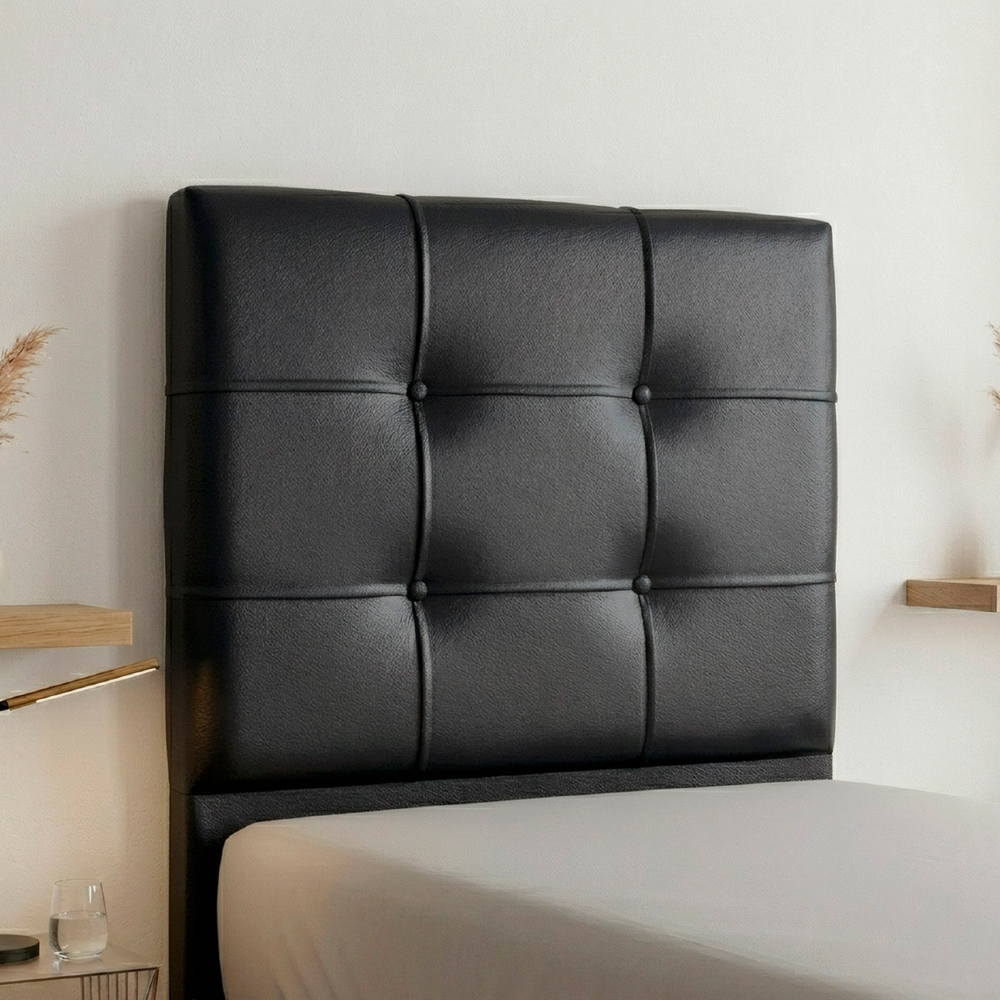 Cabeceira Solteiro Cama Box 90 cm London Sintético Preto - JS Móveis