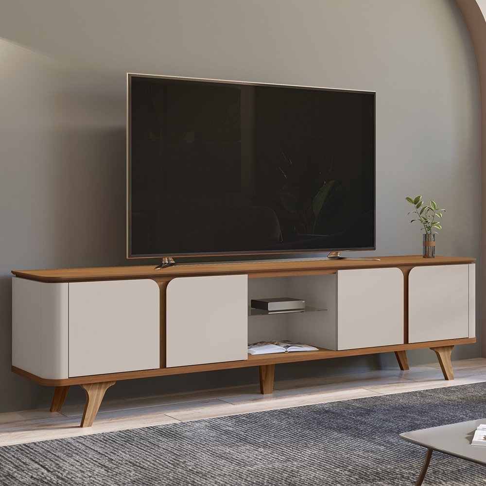 Rack Bancada TV 60 Pol 217cm Orgânico Valen Cedro/Off C14 - Mpozenato