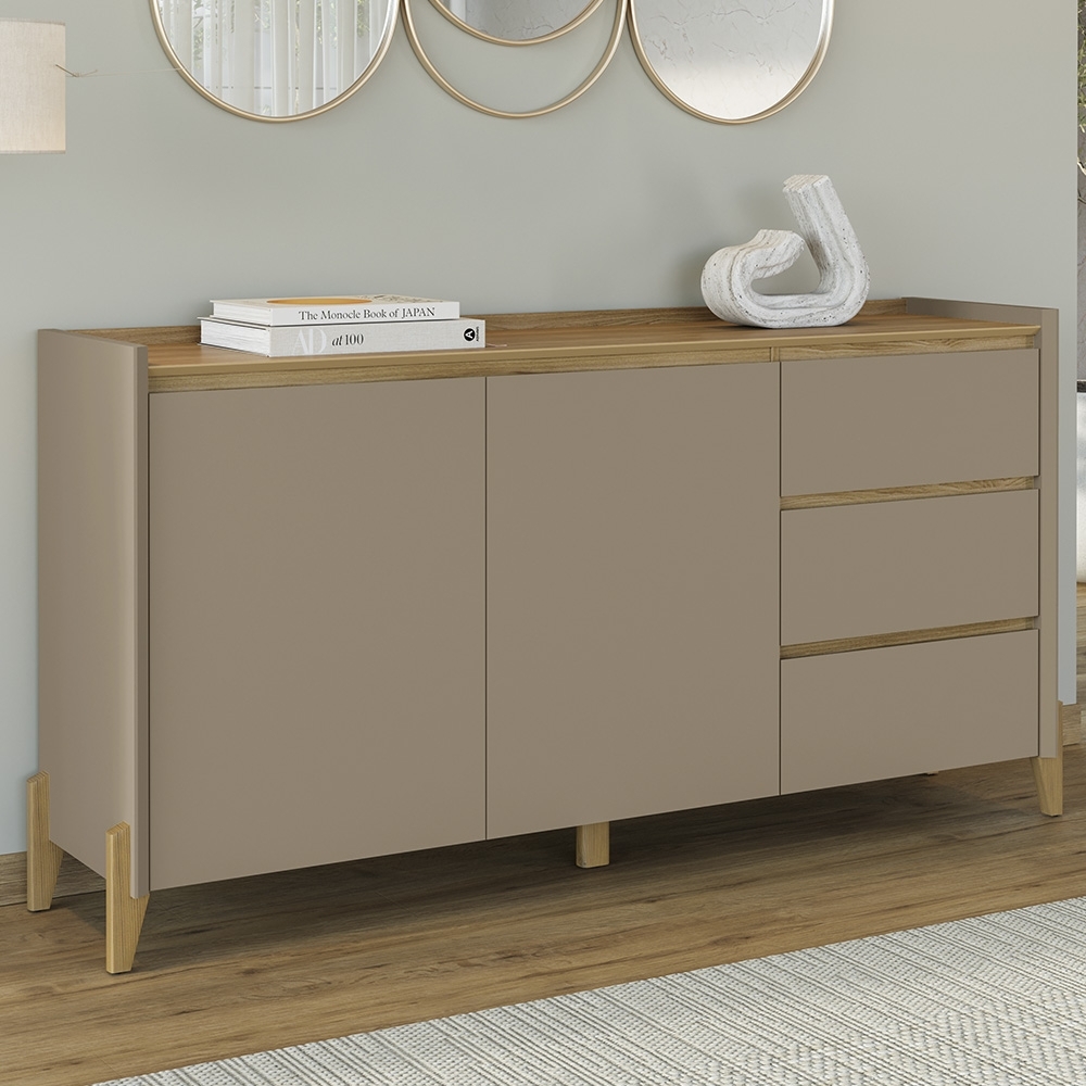 Buffet Aparador 166cm 2 Portas 3 Gavetas Donni Hannover/Fendi C14 - Mpozenato