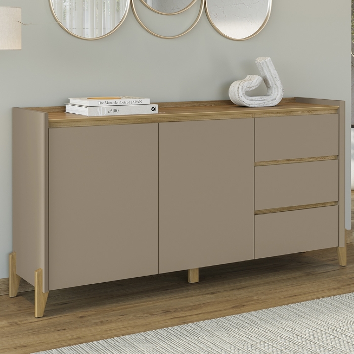 Buffet Aparador 166cm 2 Portas 3 Gavetas Donni Hannover/Fendi C14 - Mpozenato