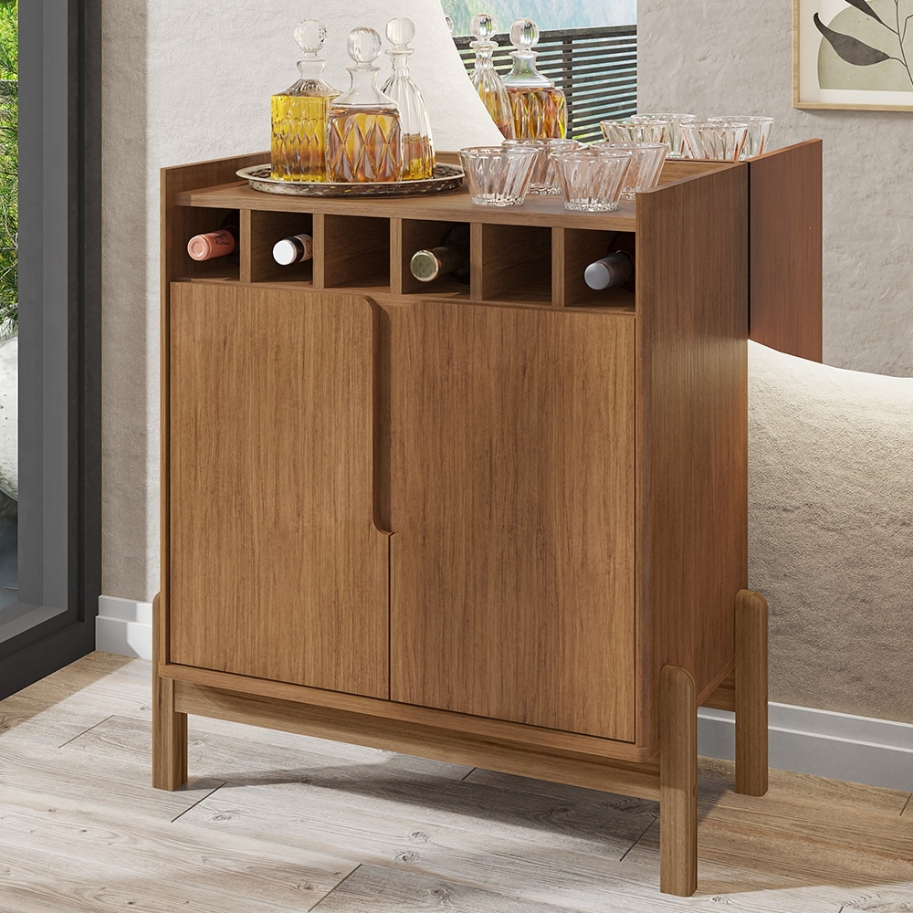 Balcão Aparador Bar 75cm Com Adega Apollo Cedro C14 - Mpozenato