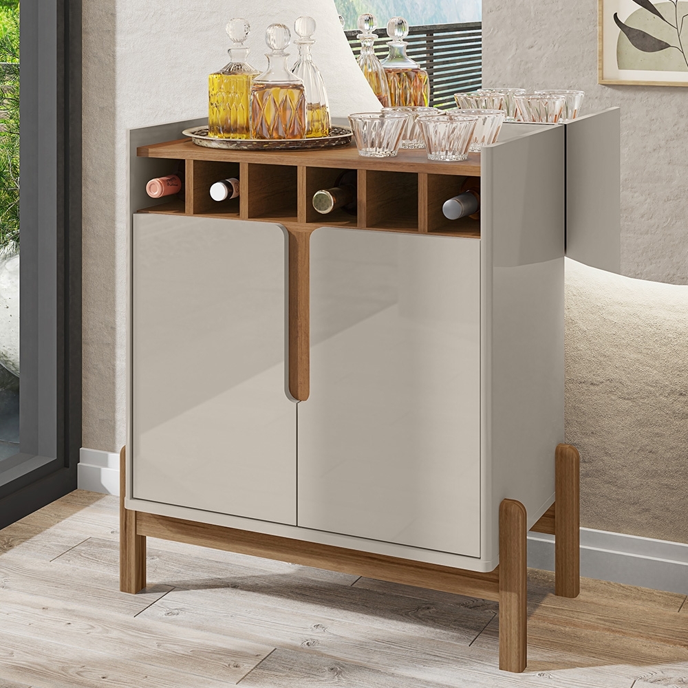 Balcão Aparador Bar 75cm Com Adega Apollo Off/Cedro C14 - Mpozenato