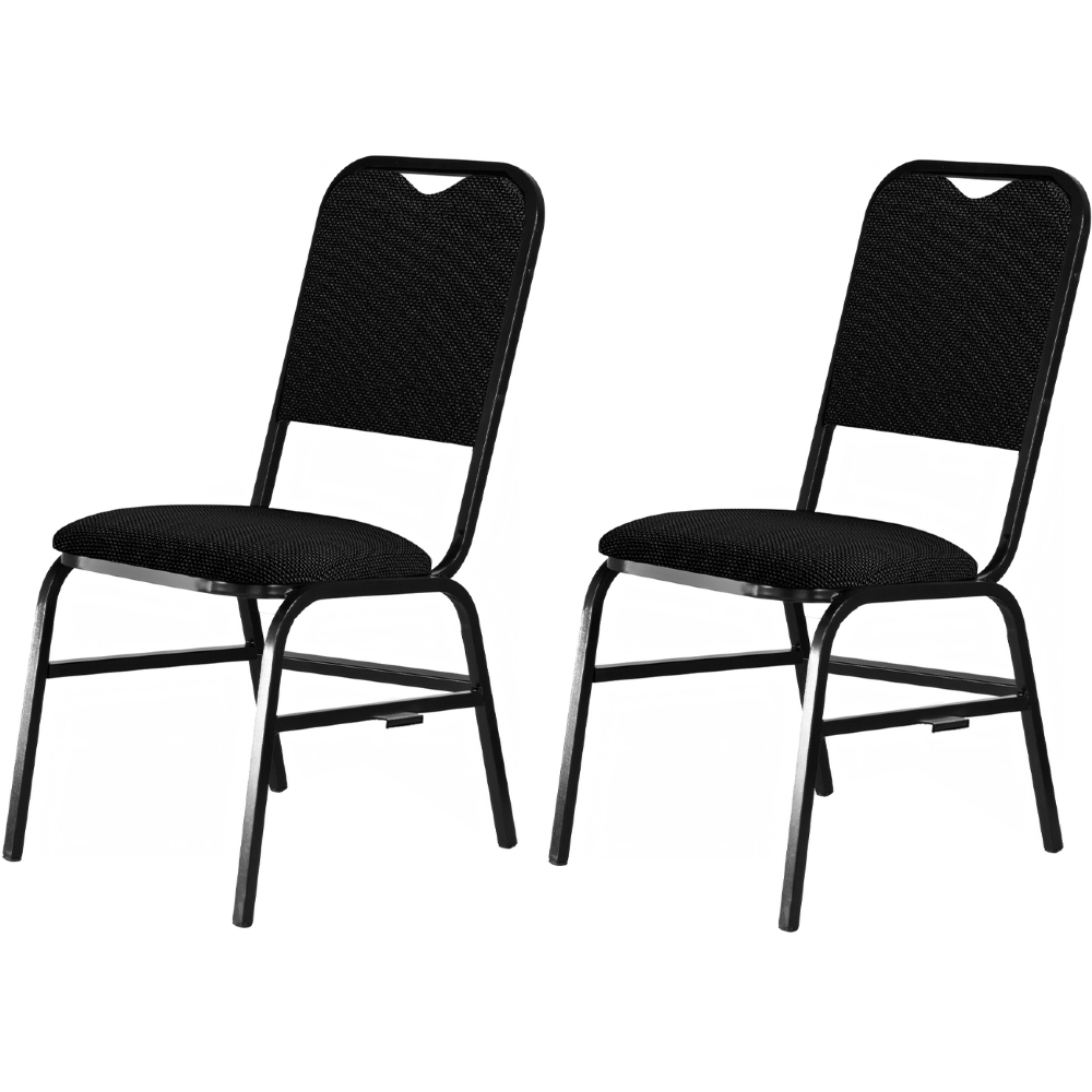 Cadeira Hoteleira Auditório Empilhável Kit 2 Letty Linho Preto Z33 - Mpozenato