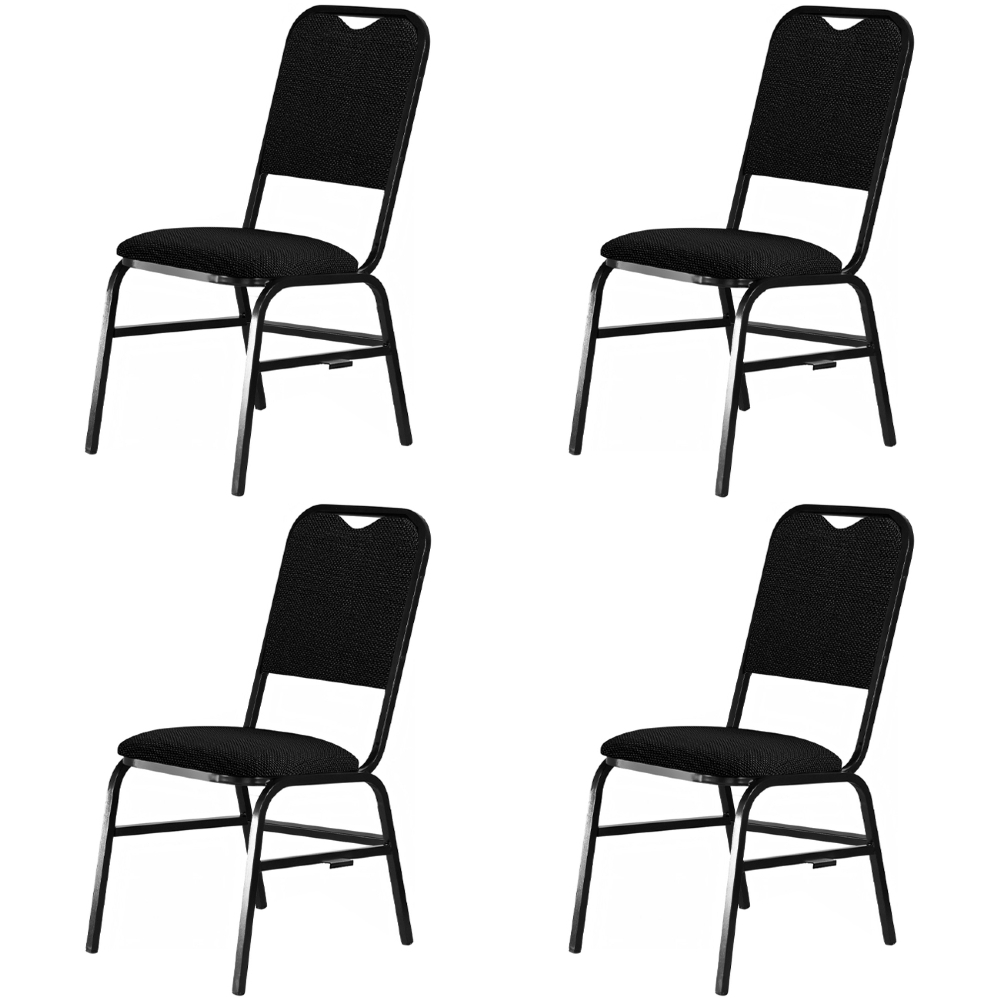 Cadeira Hoteleira Auditório Empilhável Kit 4 Letty Linho Preto Z33 - Mpozenato