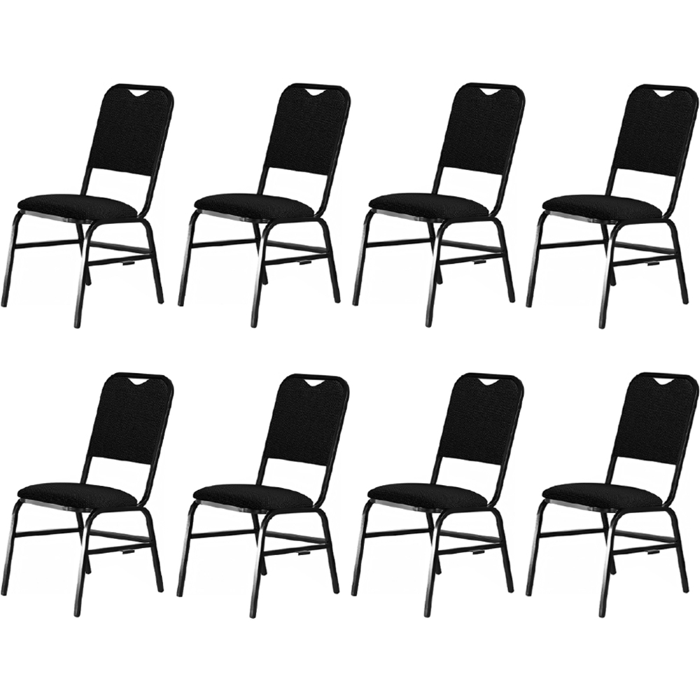 Cadeira Hoteleira Auditório Empilhável Kit 8 Letty Linho Preto Z33 - Mpozenato