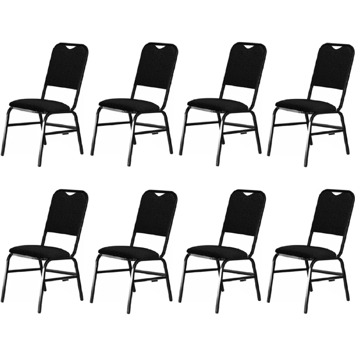 Cadeira Hoteleira Auditório Empilhável Kit 8 Letty Linho Preto Z33 - Mpozenato