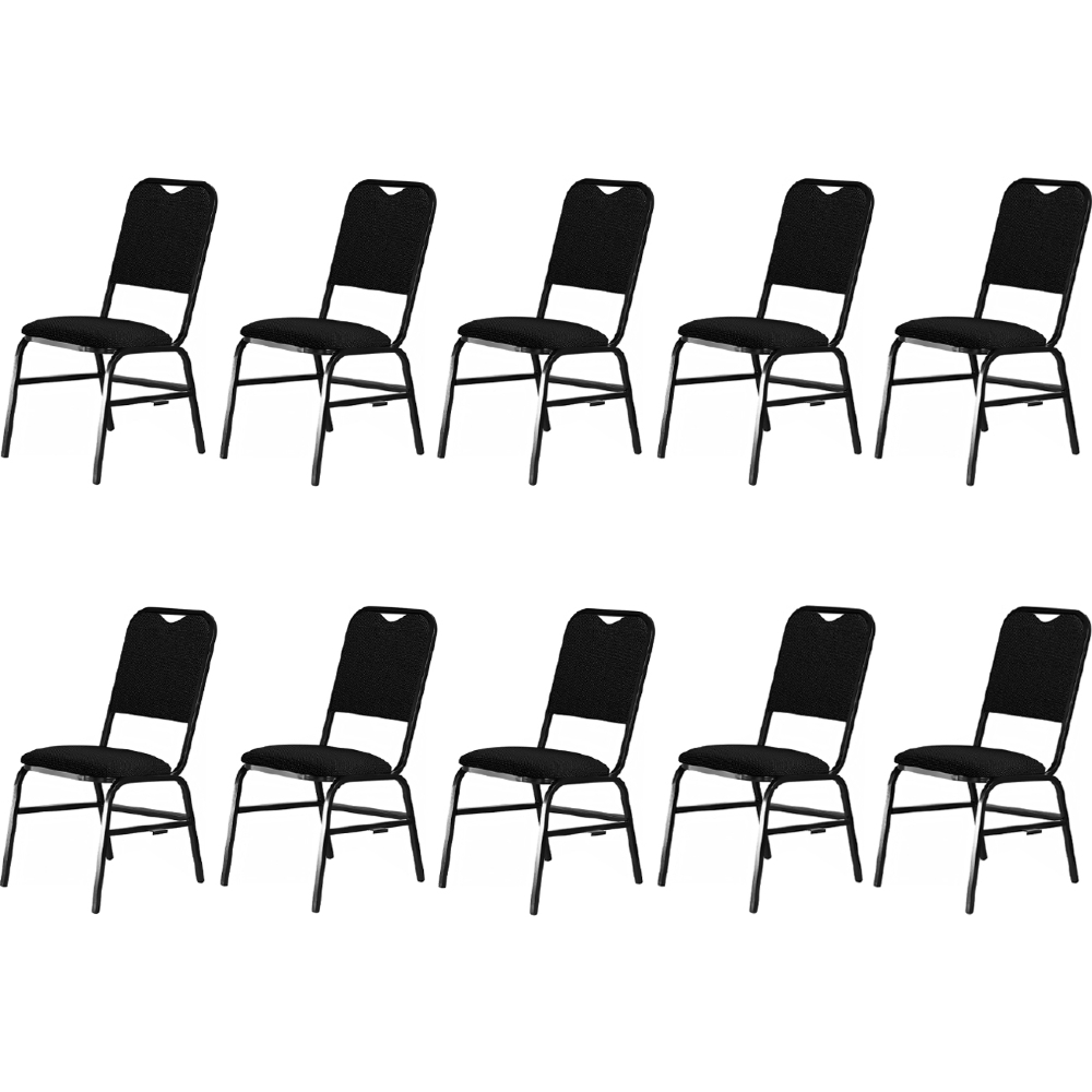 Cadeira Hoteleira Auditório Empilhável Kit 10 Letty Linho Preto Z33 - Mpozenato