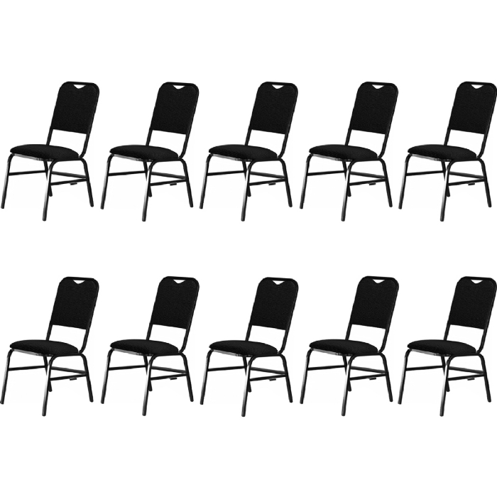 Cadeira Hoteleira Auditório Empilhável Kit 10 Letty Linho Preto Z33 - Mpozenato