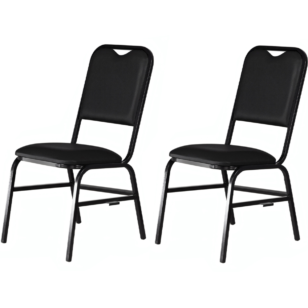 Cadeira Hoteleira Auditório Empilhável Kit 2 Letty Sintético Preto Z33 - Mpozenato