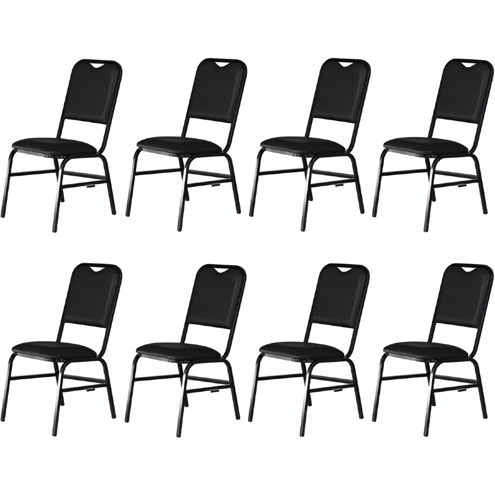Cadeira Hoteleira Auditório Empilhável Kit 8 Letty Sintético Preto Z33 - Mpozenato