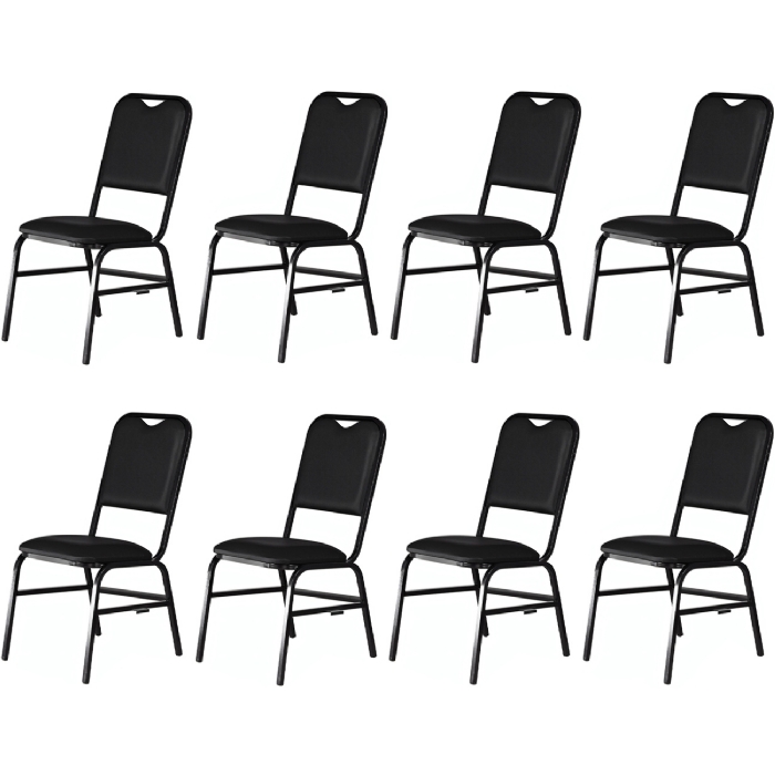 Cadeira Hoteleira Auditório Empilhável Kit 8 Letty Sintético Preto Z33 - Mpozenato