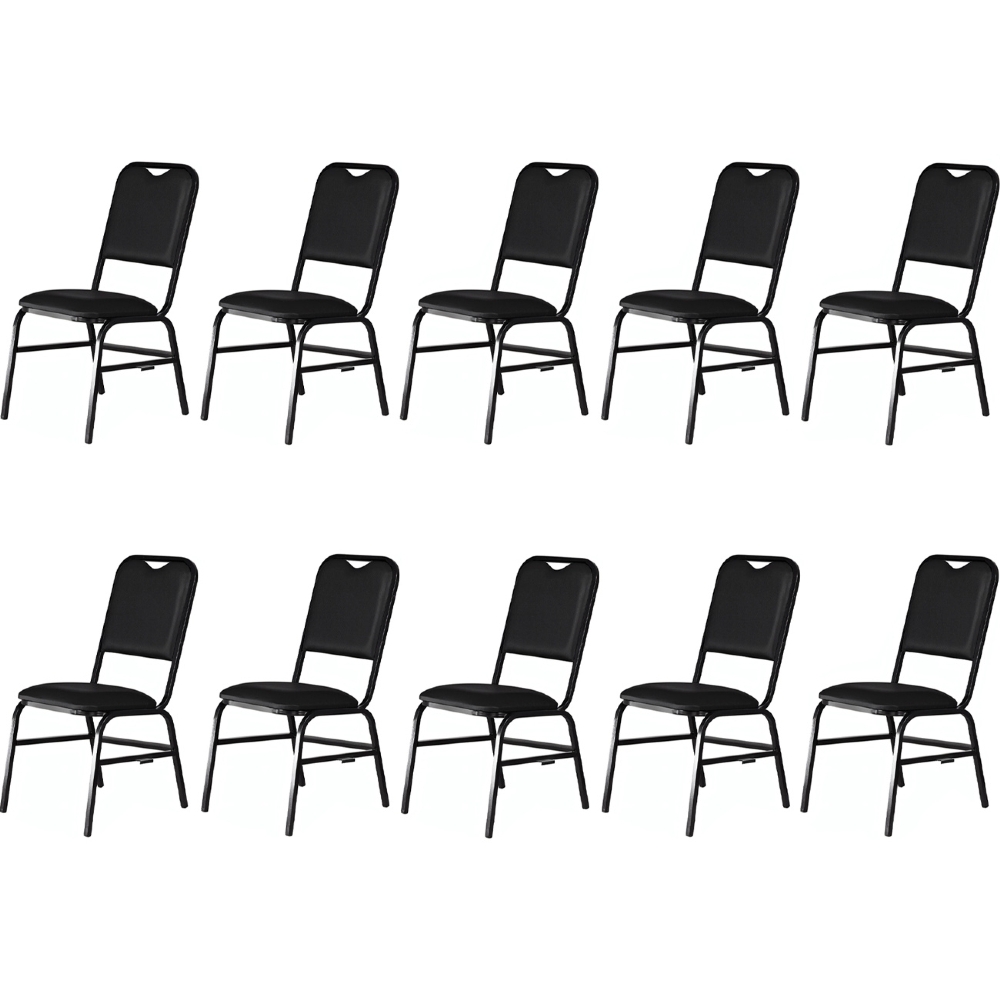 Cadeira Hoteleira Auditório Empilhável Kit 10 Letty Sintético Preto Z33 - Mpozenato
