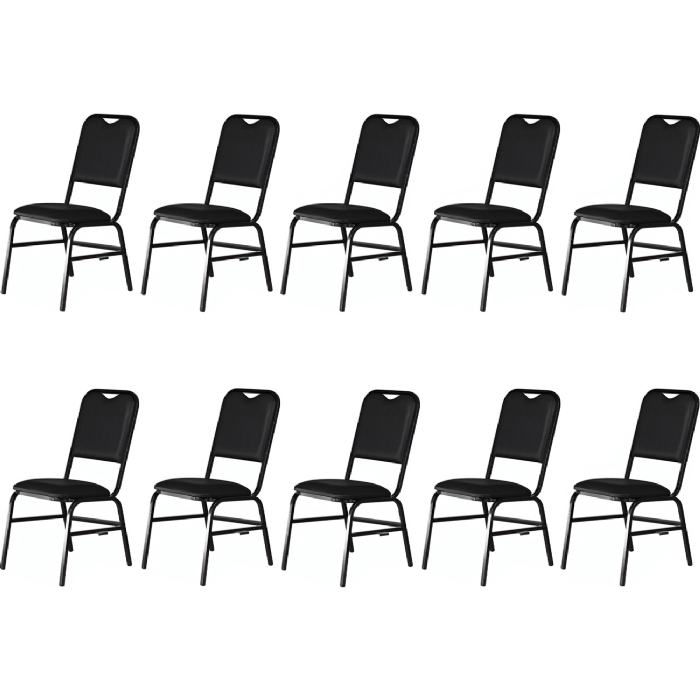 Cadeira Hoteleira Auditório Empilhável Kit 10 Letty Sintético Preto Z33 - Mpozenato