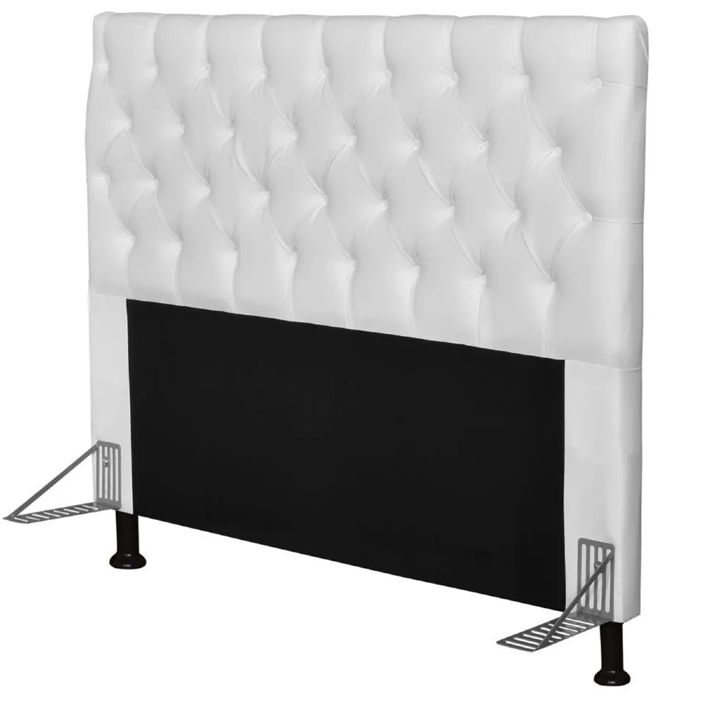 Cabeceira Cama Box Casal 140cm Cristal Sintético Branco - MV Estofados