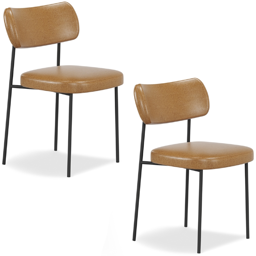 Cadeira de Jantar Estofada Kit 2 Milli A14 Sintético Caramelo - Mpozenato