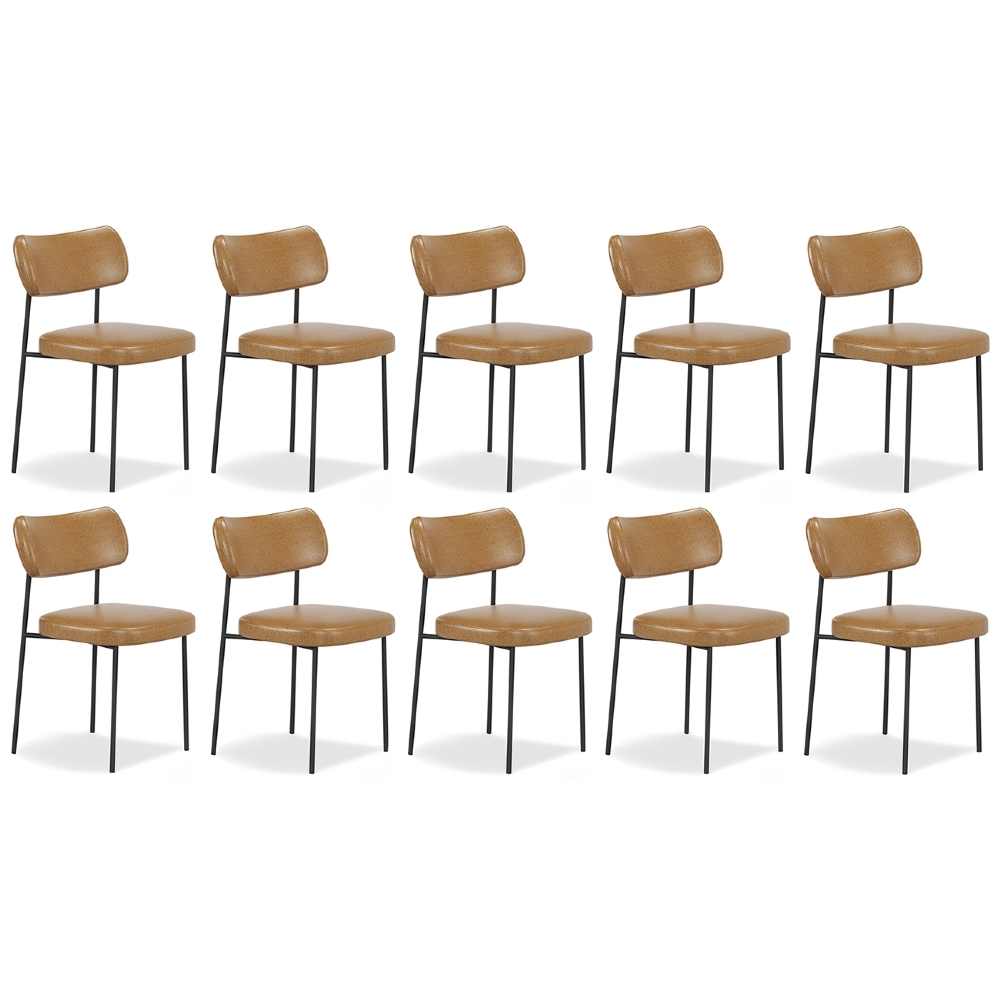 Cadeira de Jantar Estofada Kit 10 Milli A14 Sintético Caramelo - Mpozenato