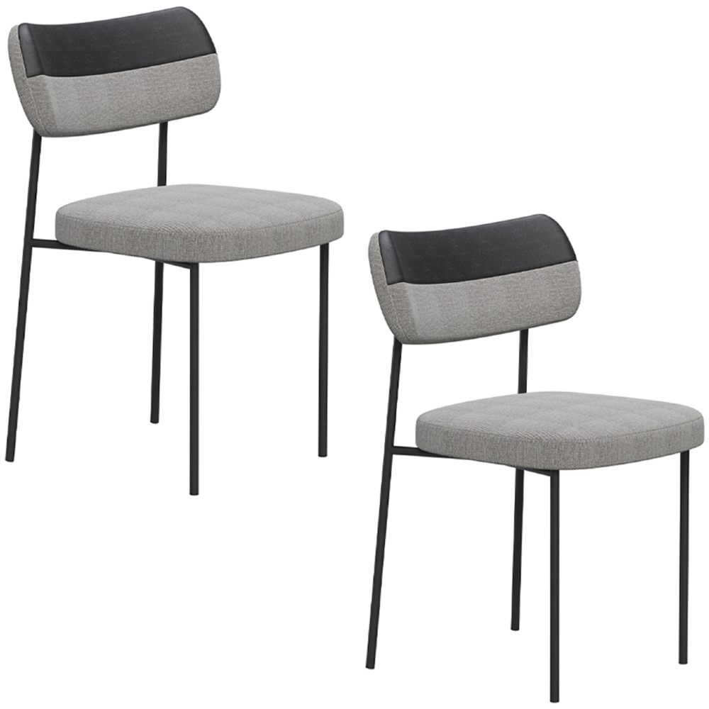 Kit 2 Cadeiras Estofadas Milli Corano/Linho A14 Preto/Cinza - Mpozenato