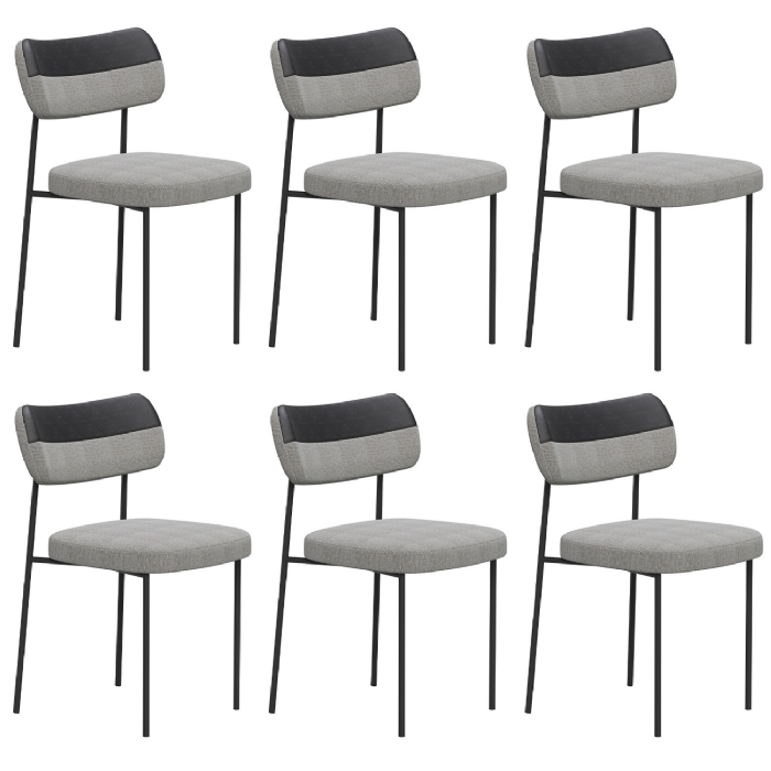 Kit 6 Cadeiras Estofadas Milli Corano/Linho A14 Preto/Cinza - Mpozenato