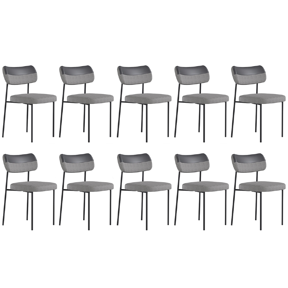 Kit 10 Cadeiras Estofadas Milli Sintético/Linho A14 Preto/Cinza - Mpozenato
