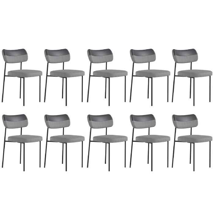 Kit 10 Cadeiras Estofadas Milli Sintético/Linho A14 Preto/Cinza - Mpozenato
