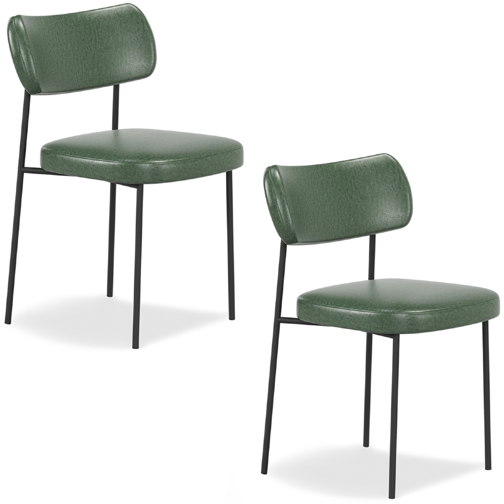 Cadeira de Jantar Estofada Kit 2 Milli A14 Sintético Verde Musgo - Mpozenato