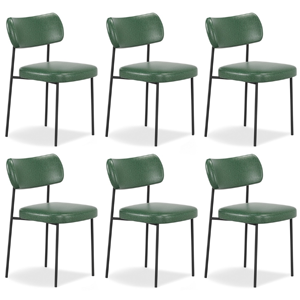 Cadeira de Jantar Estofada Kit 6 Milli A14 Sintético Verde Musgo - Mpozenato