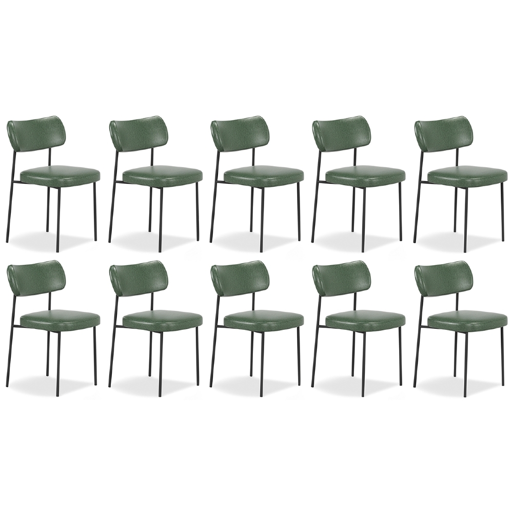 Cadeira de Jantar Estofada Kit 10 Milli A14 Sintético Verde Musgo - Mpozenato