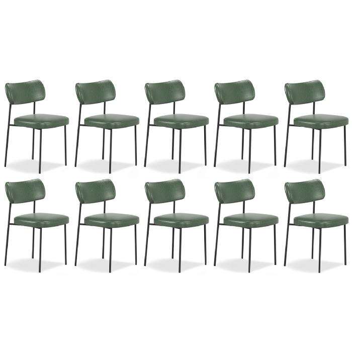 Cadeira de Jantar Estofada Kit 10 Milli A14 Sintético Verde Musgo - Mpozenato