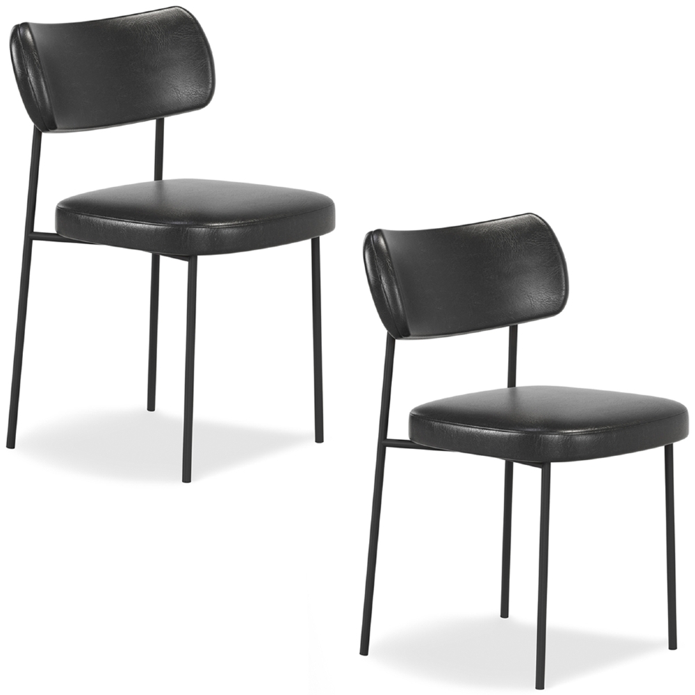Cadeira de Jantar Estofada Kit 2 Milli A14 Sintético Preto - Mpozenato