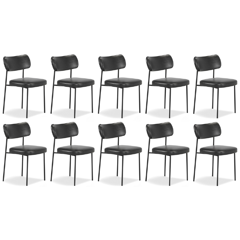 Cadeira de Jantar Estofada Kit 10 Milli A14 Sintético Preto - Mpozenato