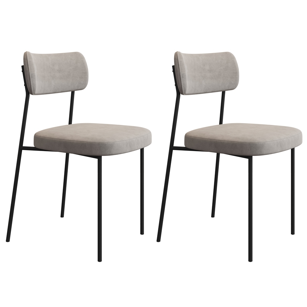 Cadeira de Jantar Estofada Kit 2 Milli A14 Veludo Capuccino - Mpozenato