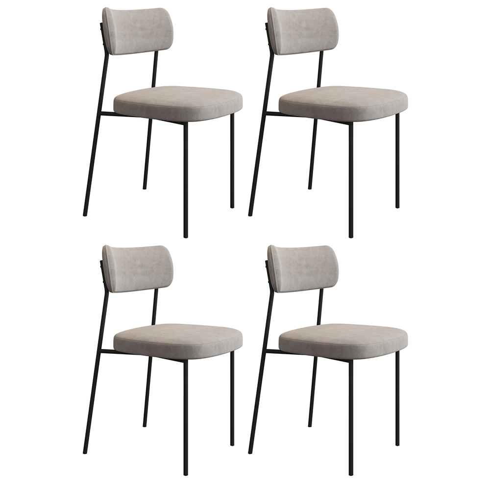 Cadeira de Jantar Estofada Kit 4 Milli A14 Veludo Capuccino - Mpozenato