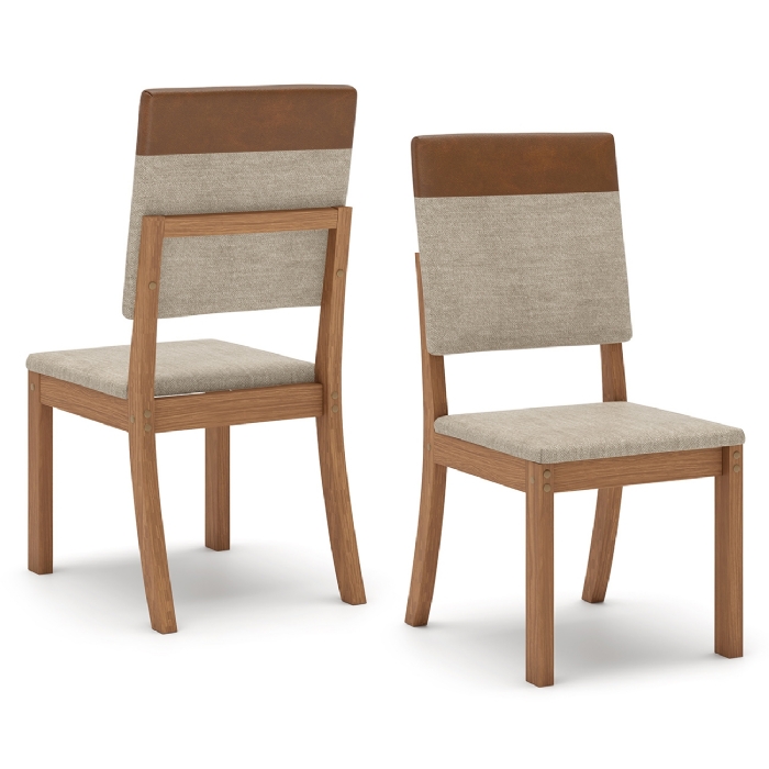 Cadeira Jantar Estofada Pé Madeira Kit 2 Maelis Veludo Creme/Caramelo H02 - Mpozenato