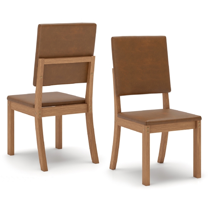 Cadeira Jantar Estofada Pé Madeira Kit 2 Maelis Sintético Caramelo H02 - Mpozenato