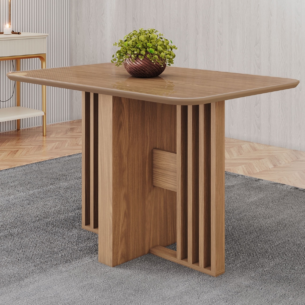 Mesa de Jantar 4 Lugares 120cm Com Vidro Zinia Nature H02 - Mpozenato