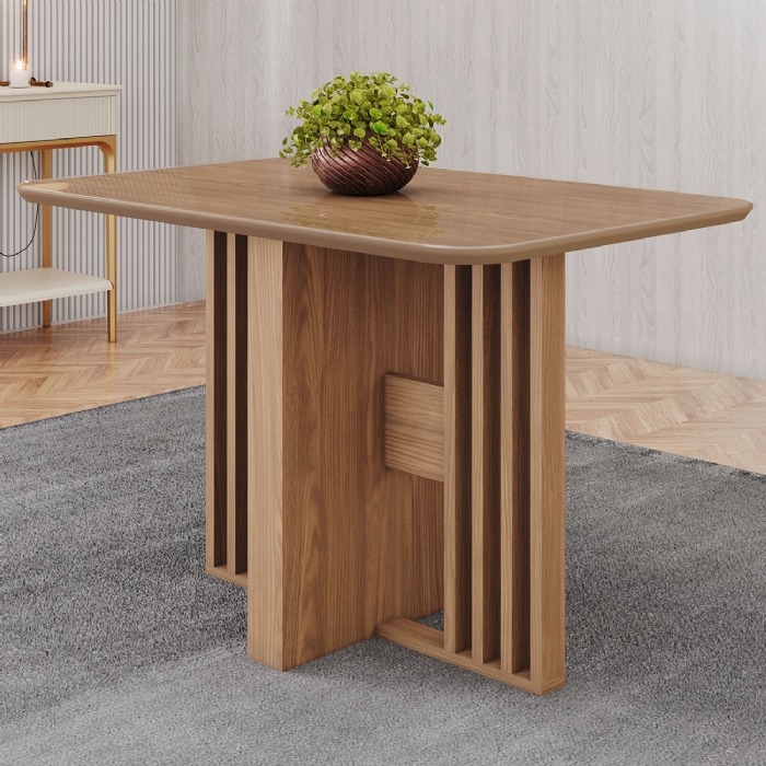 Mesa de Jantar 4 Lugares 120cm Com Vidro Zinia Nature H02 - Mpozenato