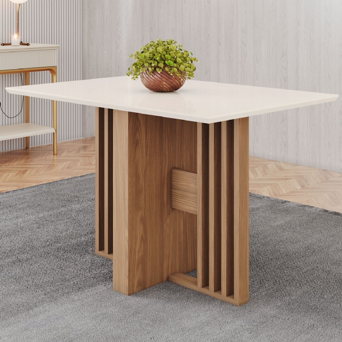 Mesa de Jantar 4 Lugares 120cm Zinia Nature/Off H02 - Mpozenato