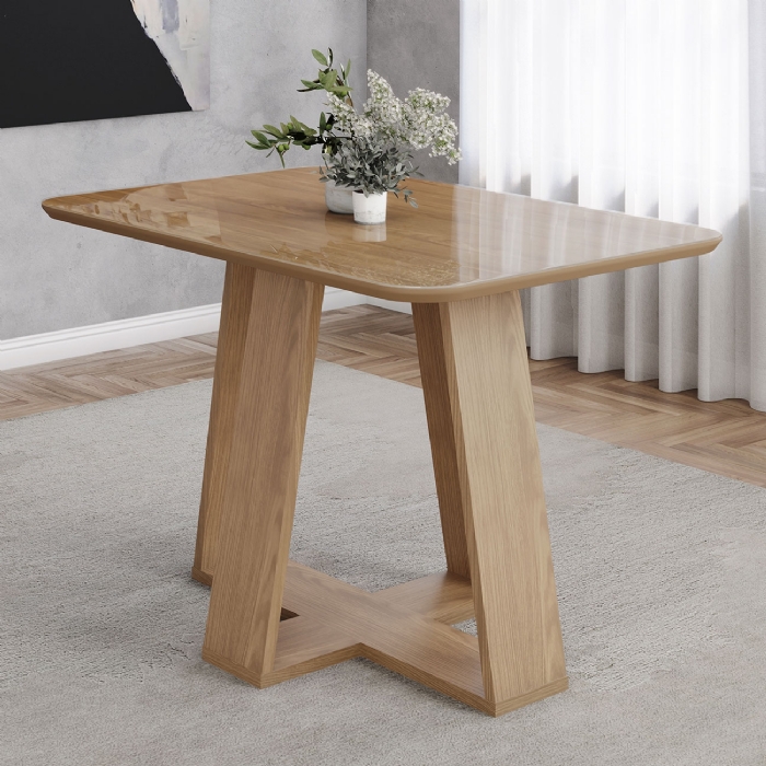 Mesa de Jantar 4 Lugares 120cm Com Vidro Lince Nature H02 - Mpozenato