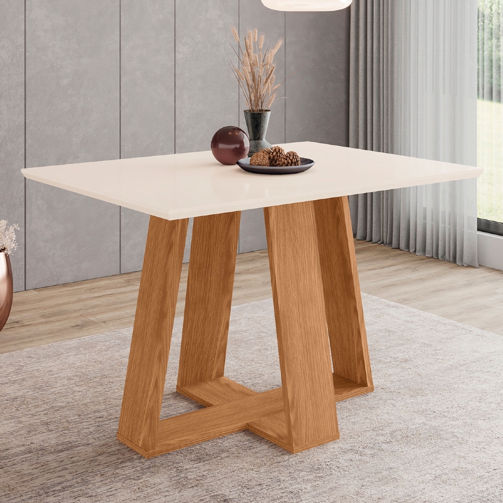 Mesa de Jantar 4 Lugares 120cm Lince Nature/Off H02 - Mpozenato