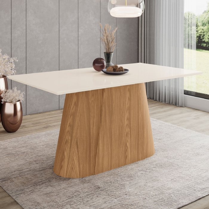 Mesa de Jantar 6 Lugares 160cm Valt Nature/Off H02 - Mpozenato