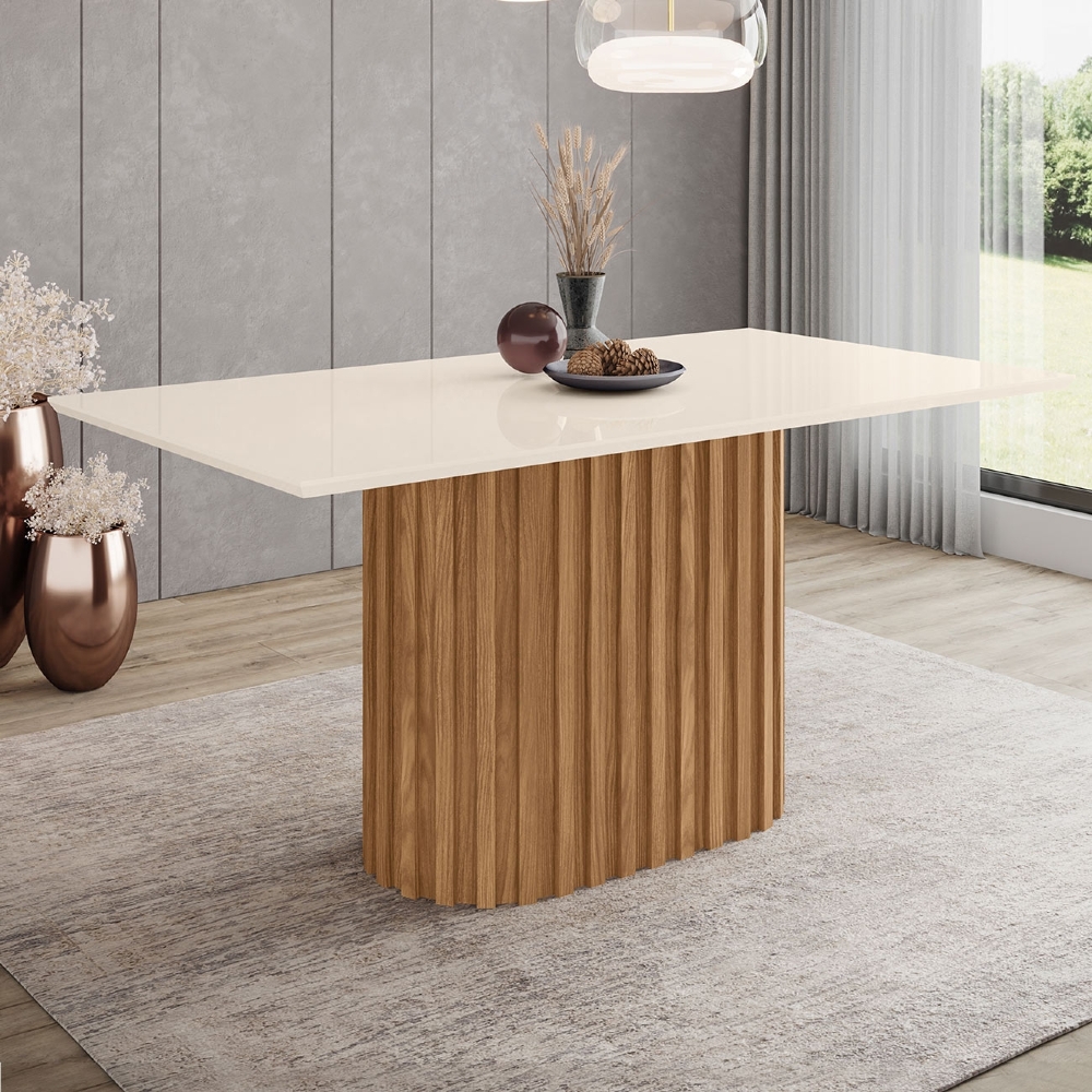 Mesa de Jantar 6 Lugares 160cm Clarice Nature/Off H02 - Mpozenato