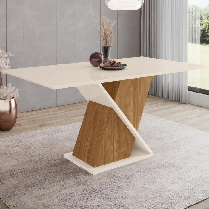 Mesa de Jantar 6 Lugares 160cm Valena Nature/Off H02 - Mpozenato