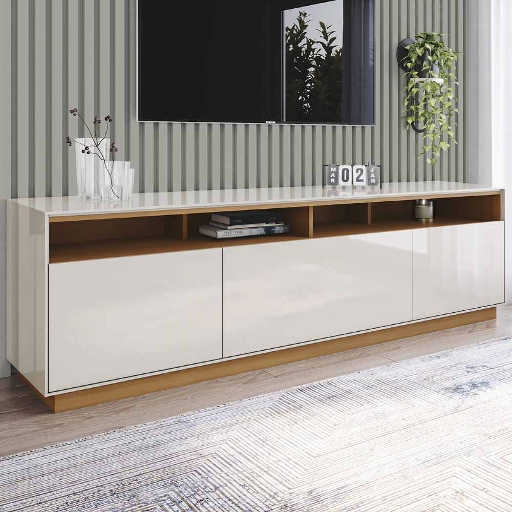 Rack TV 80 Pol 180cm 3 Portas Lenox Off/Cinamomo H02 - Mpozenato