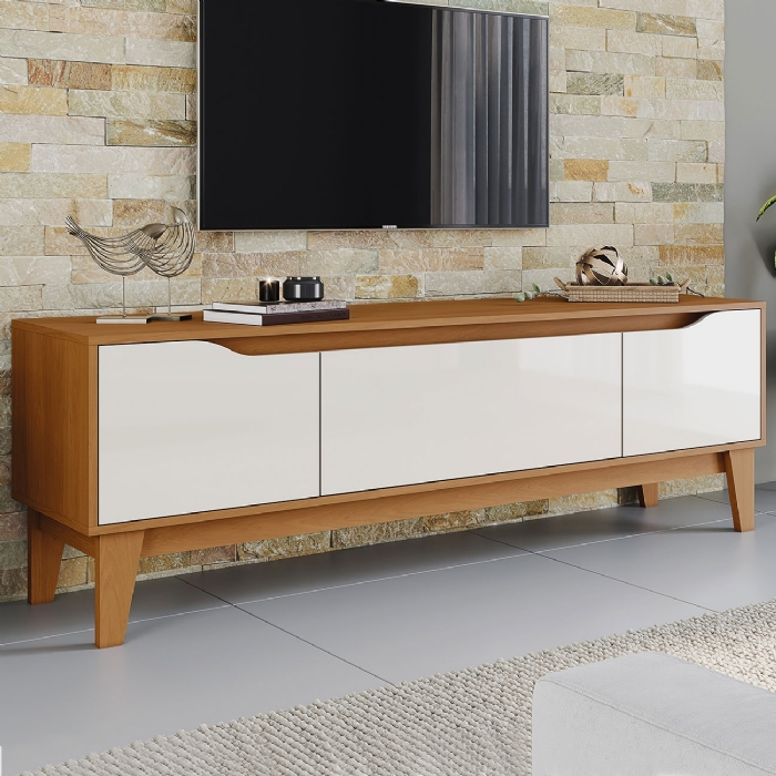 Rack TV 70 Pol 160cm 3 Portas Havor Cinamomo/Off H02 - Mpozenato