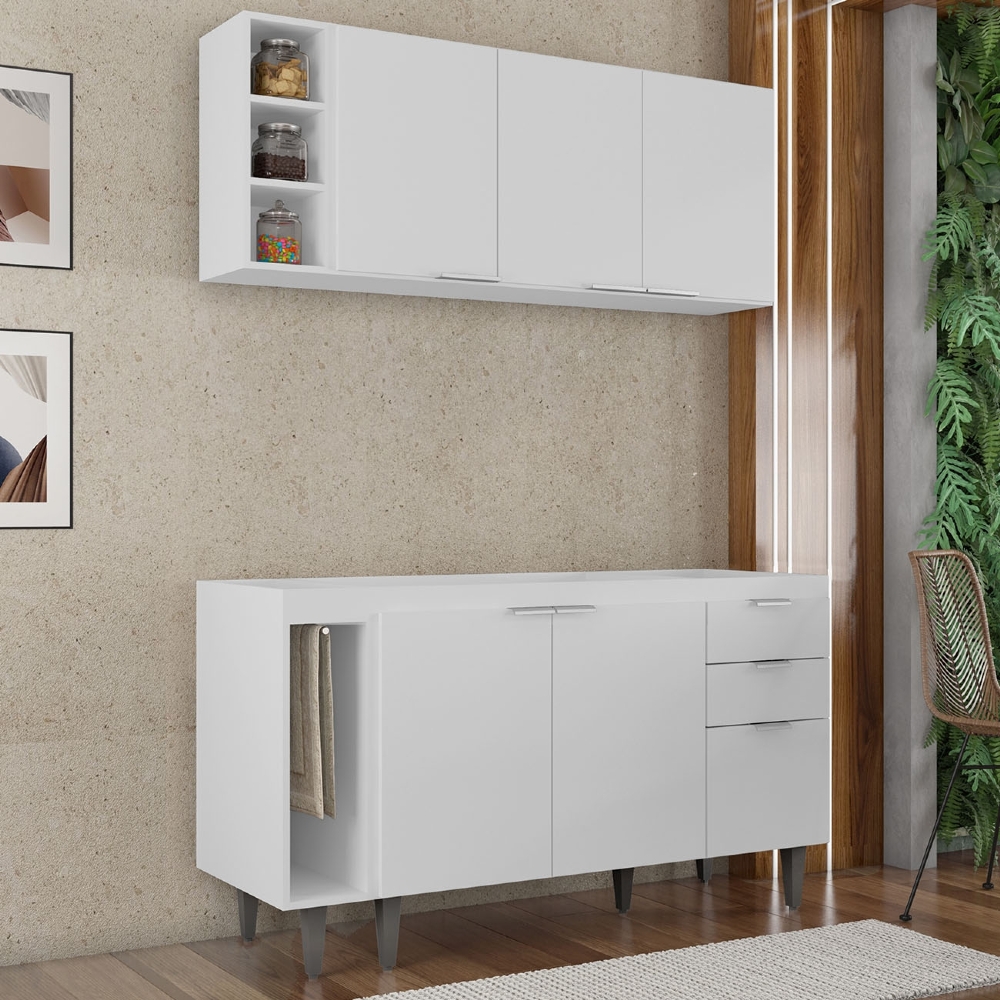 Armário de Cozinha CP08 Para Pia 140cm Pérola Z34 Branco - Mpozenato