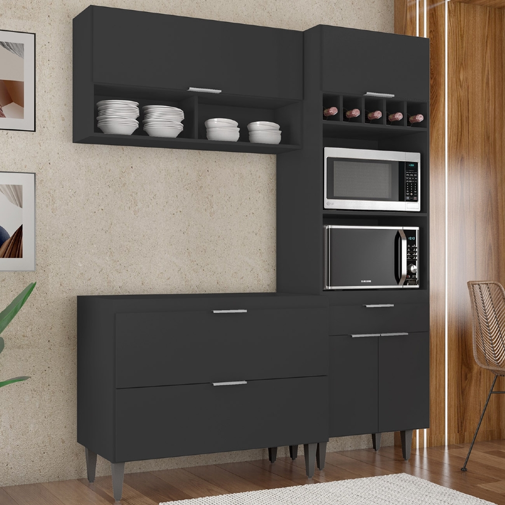 Armário de Cozinha CP02 Para Pia 100cm Pérola Z34 Preto     - Mpozenato